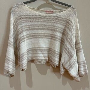 Urban Outfitters Cream and Brown Off-the-Shoulder Sweater